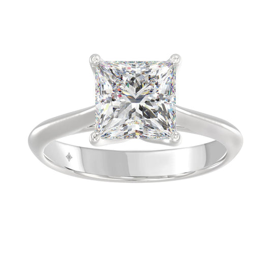 3 ct Lab Grown Princess Solitaire Diamond Engagement Ring 14k White Gold