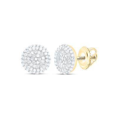 0.33ctw Diamond Circle Stud Earrings 10K Yellow Gold Screw Back