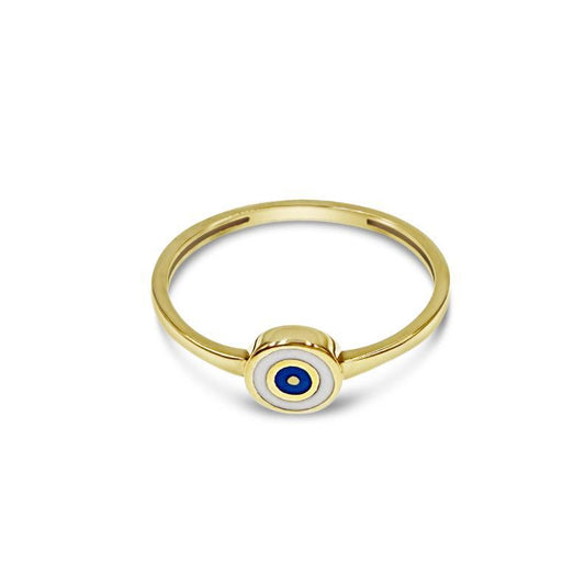 14K Yellow Gold Evil Eye Womens Ring Protection Jewelry