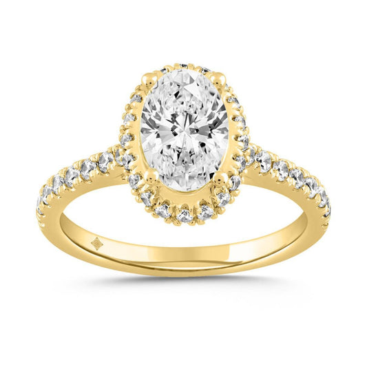 2.50 cttw Lab Grown Diamond Oval Halo Engagement Ring 14k Yellow Gold