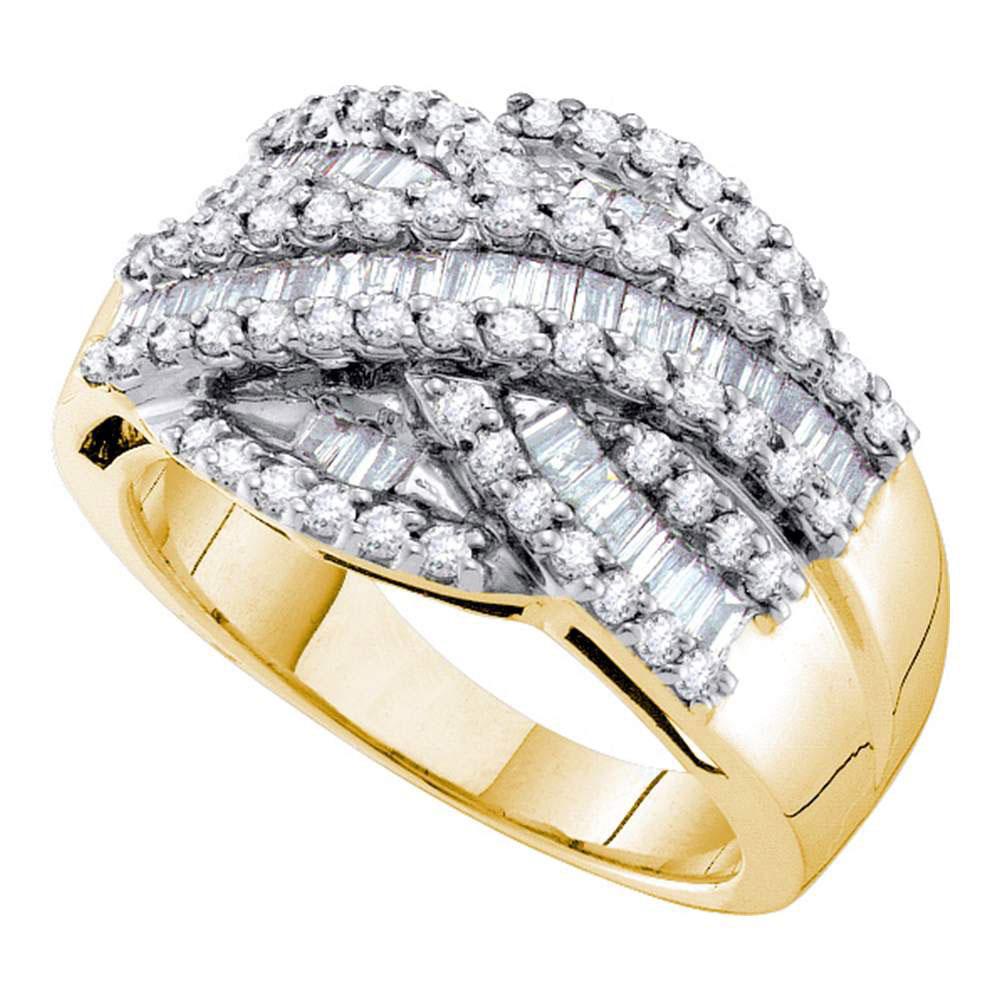 1 Cttw Baguette Diamond Womens Crossover Crisscross Band Ring 14k Yellow Gold