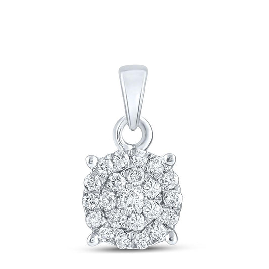 0.50 cttw Round Diamond Cluster Pendant Charm 10kt White Gold Womens