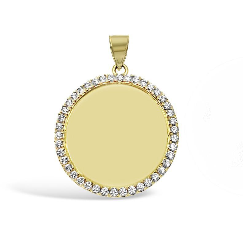 10K Yellow Gold Round Memory Picture Photo Frame Pendant