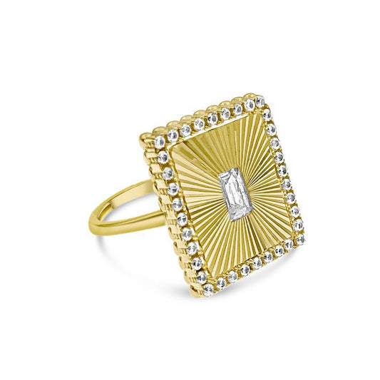 14K Yellow Gold Art Deco Sunburst Ring