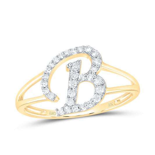 0.20cttw Diamond Initial Letter B Ring 14k Yellow Gold