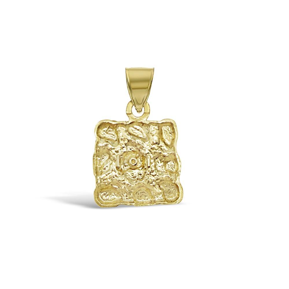 10K Yellow Gold Nugget Pendant Square