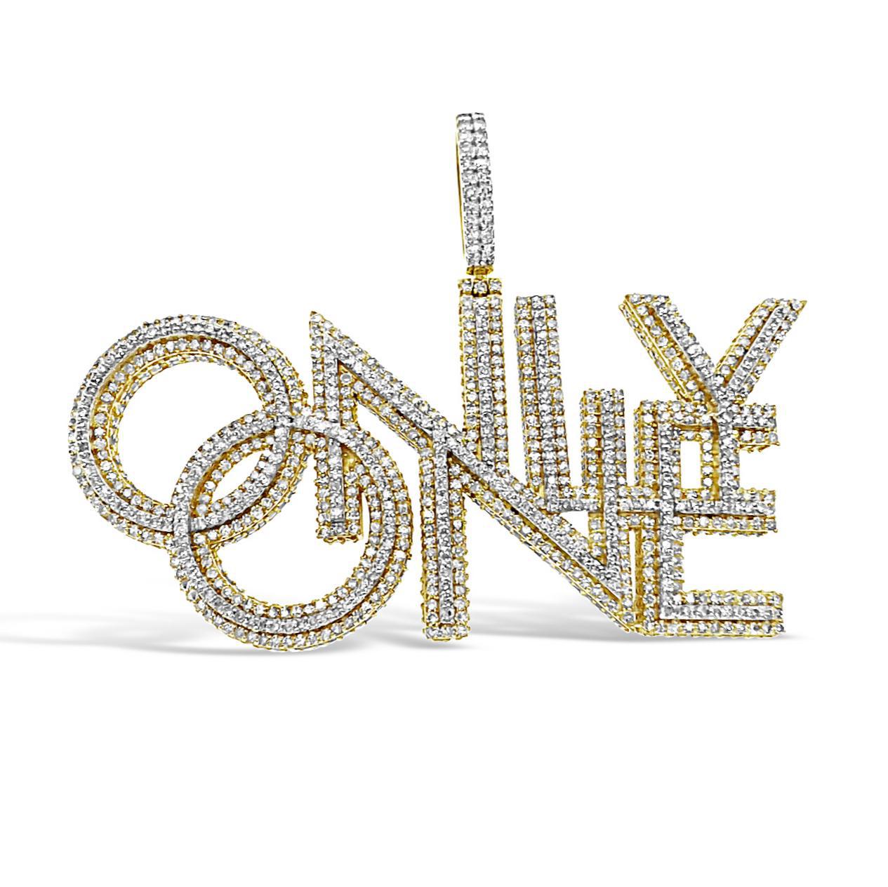 4.37ctw Diamond ONLY ONE Charm Mens Large Pendant 10k Yellow Gold