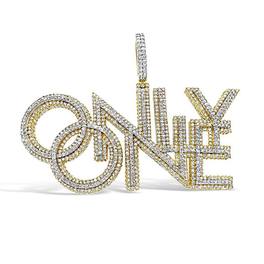 4.37ctw Diamond ONLY ONE Charm Mens Large Pendant 10k Yellow Gold