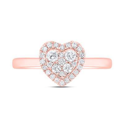 0.33ctw Diamond Heart Promise Engagement Ring 14k Rose Gold