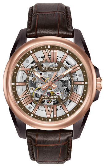 Bulova Sutton Rose Gold Tone Automatic Mens Watch 98A165