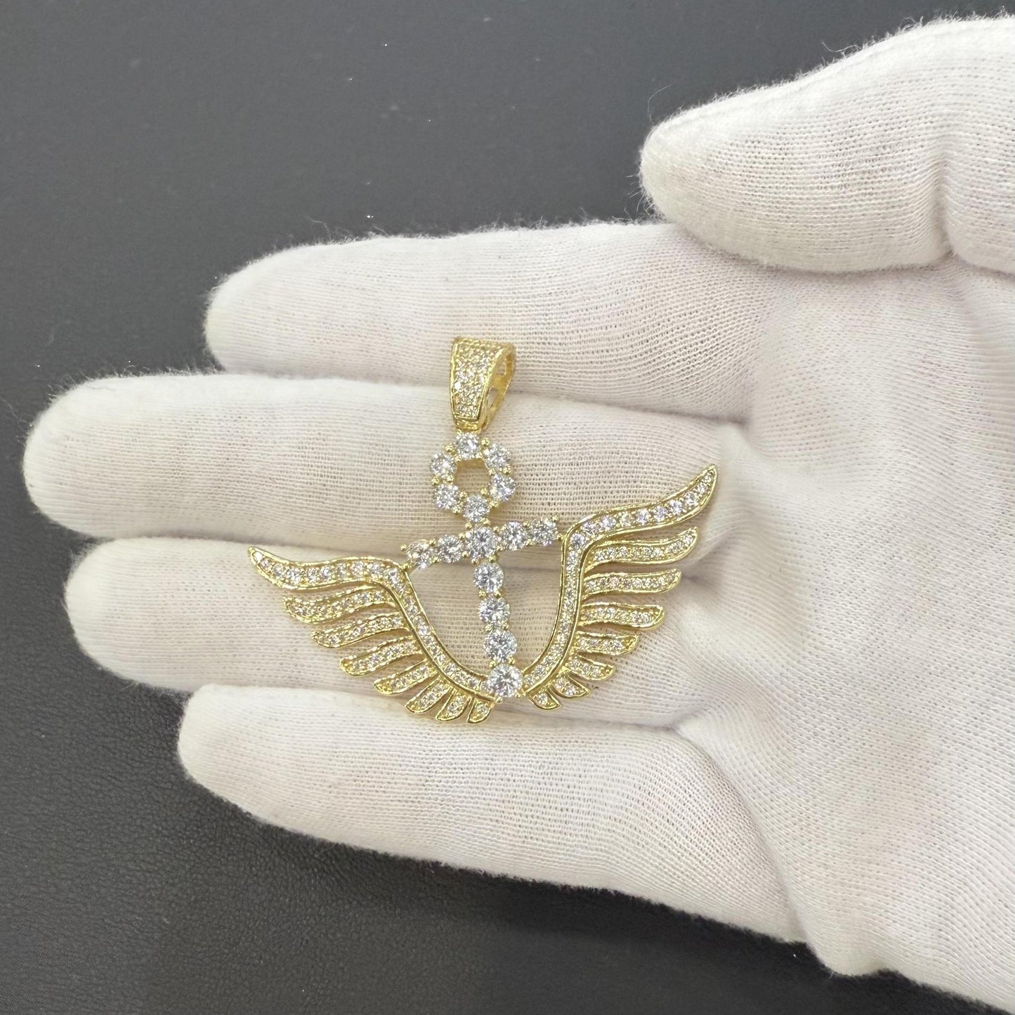 Anchor Wings Pendant Charm 925 Sterling Silver Gold Plated