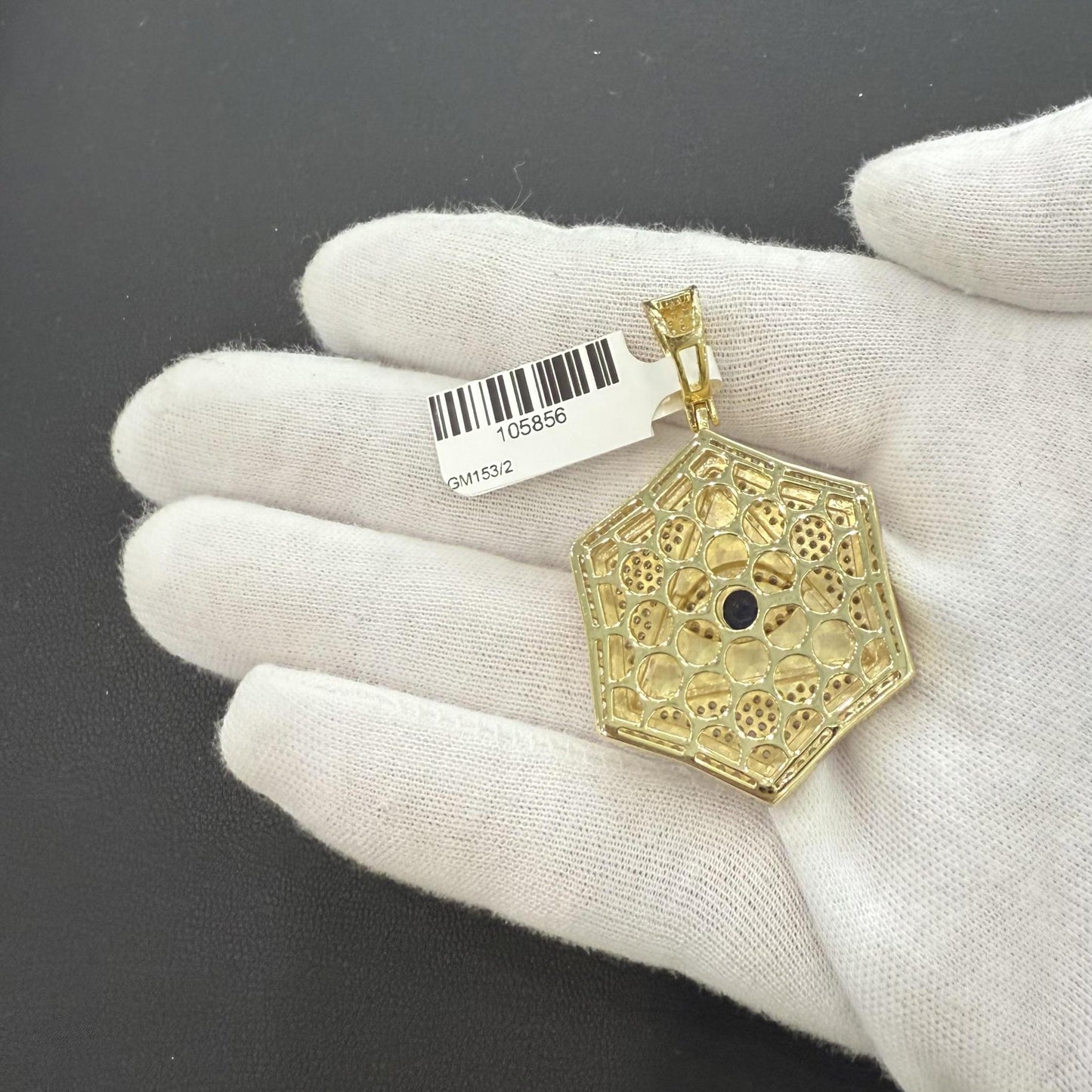 925 Sterling Silver Gold Plated CZ All Seeing Eye Pendant Charm