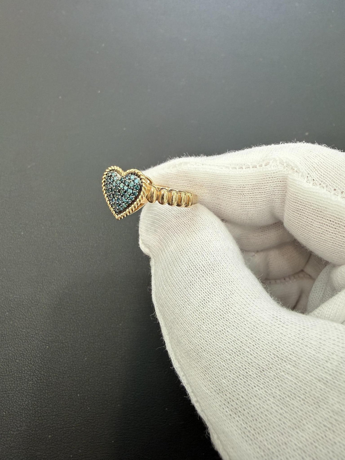 0.25ctw Blue Diamond Heart Ring 10K Yellow Gold