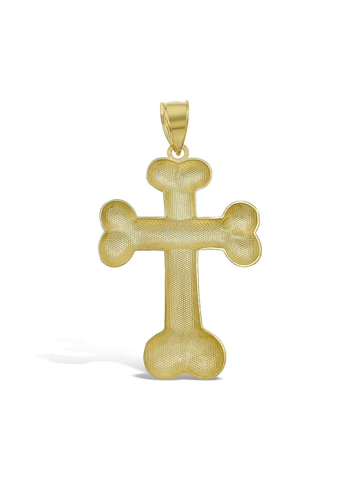 10K Yellow Gold Puffy Bone Style Cross Pendant Charm 2.7 inch
