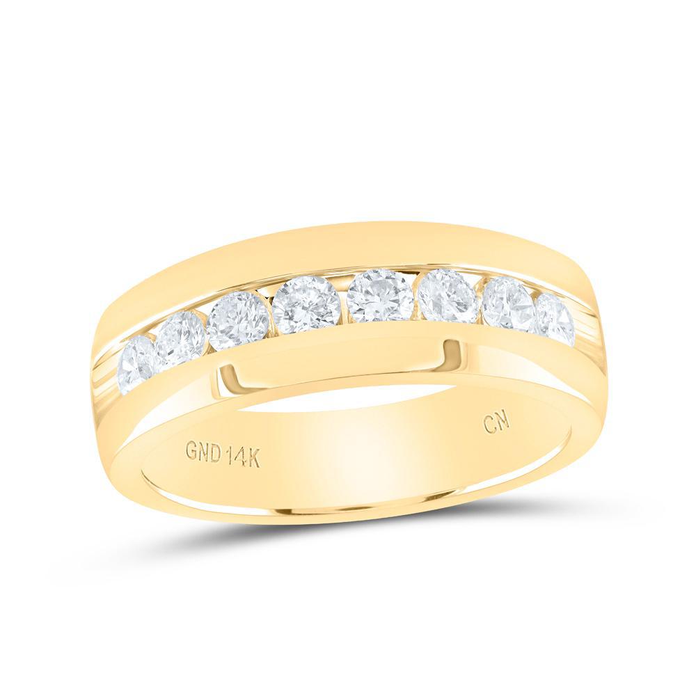 1.02ctw Diamond Wedding Mens Band 14k Yellow Gold