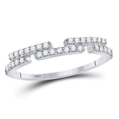 14kt White Gold Womens Round Diamond Band Ring 1/4 Cttw