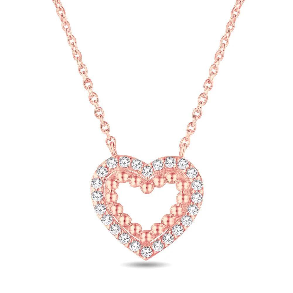 Diamond Heart Necklace 10K Rose Gold