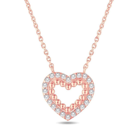 0.20ctw Diamond Open Heart Pendant Necklace 10K Rose Gold