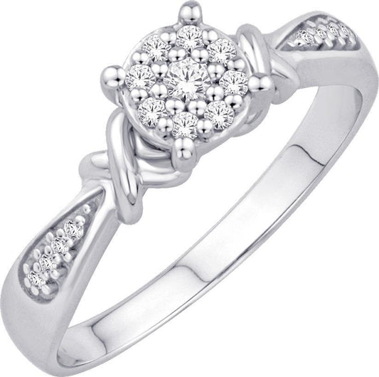 Diamond Round Cluster Engagement Bridal Ring Band 10k White Gold Womens