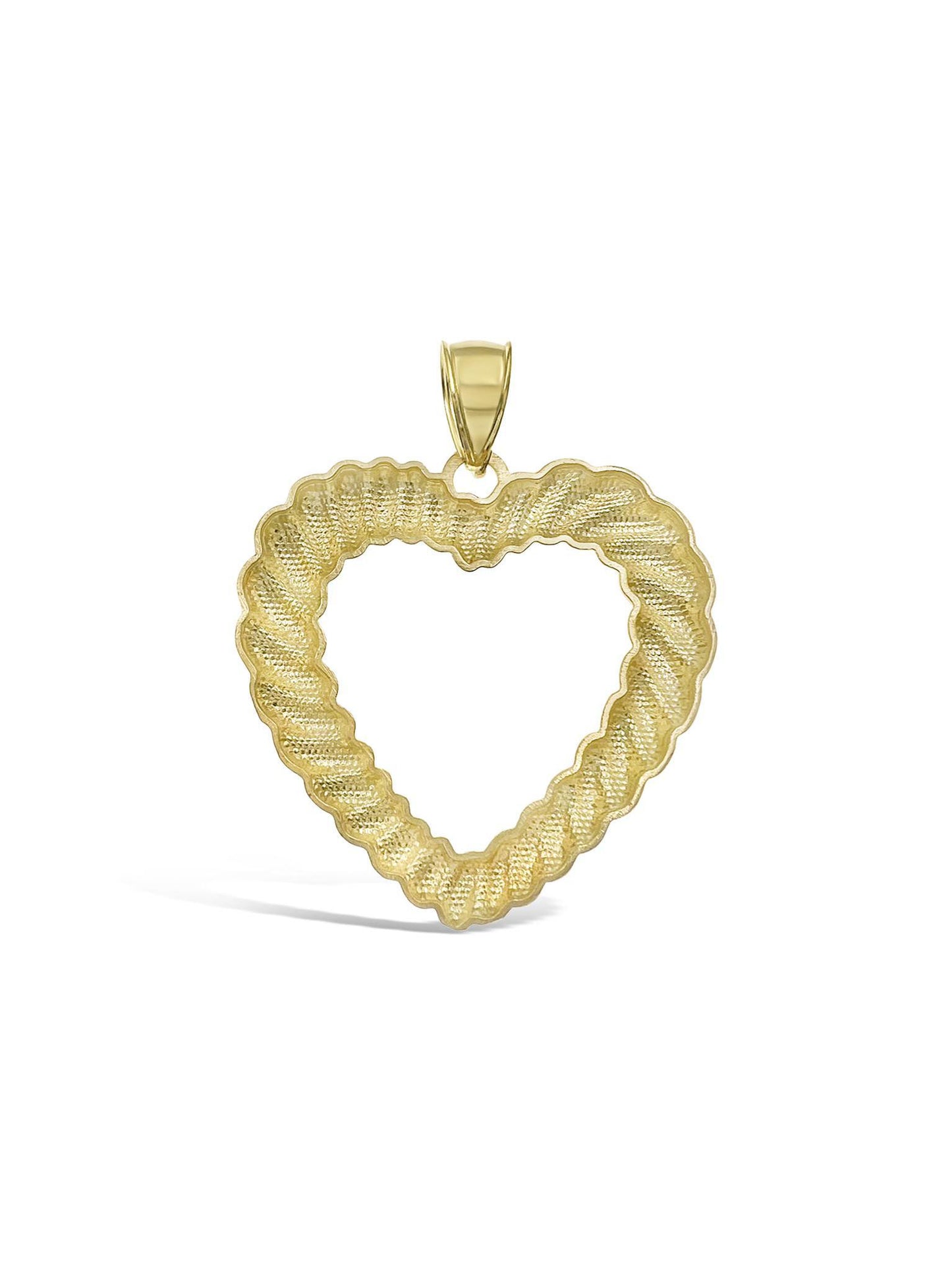 Heart Pendant 10k Yellow Gold Charm 1.9"