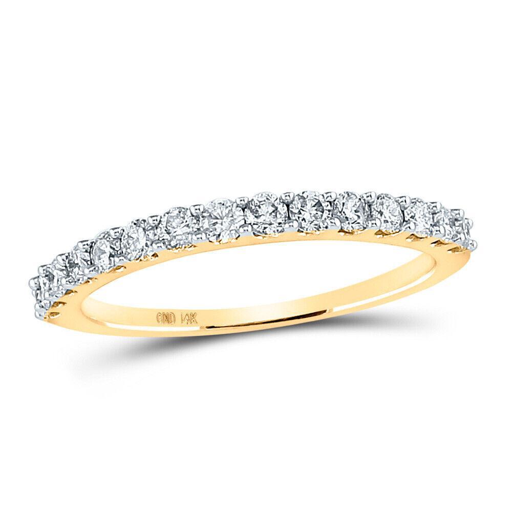 14kt Yellow Gold Womens Round Diamond Wedding Anniversary Band 1/2 Cttw