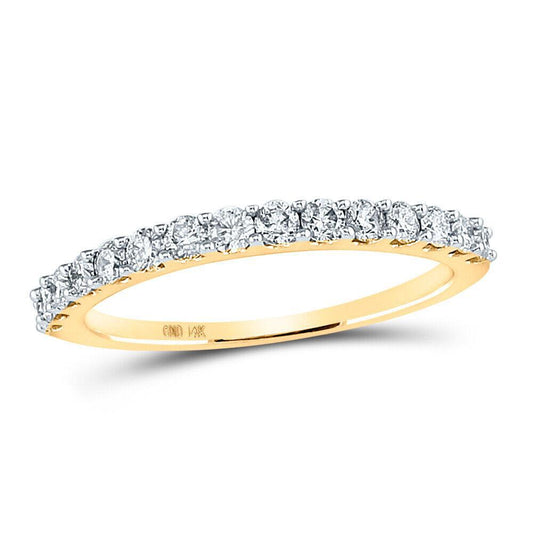 14kt Yellow Gold Womens Round Diamond Wedding Anniversary Band 1/2 Cttw