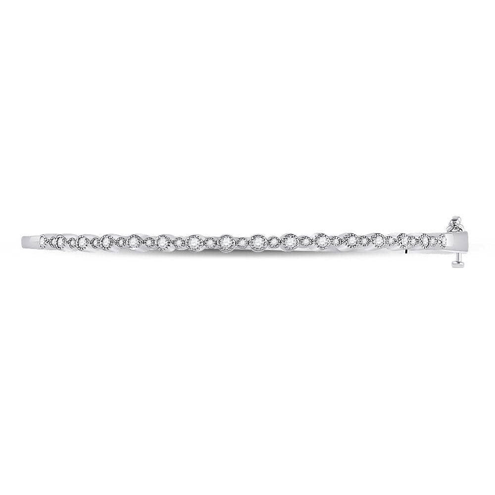 10kt White Gold Womens Round Diamond Stackable Bangle Bracelet 3/8 Cttw