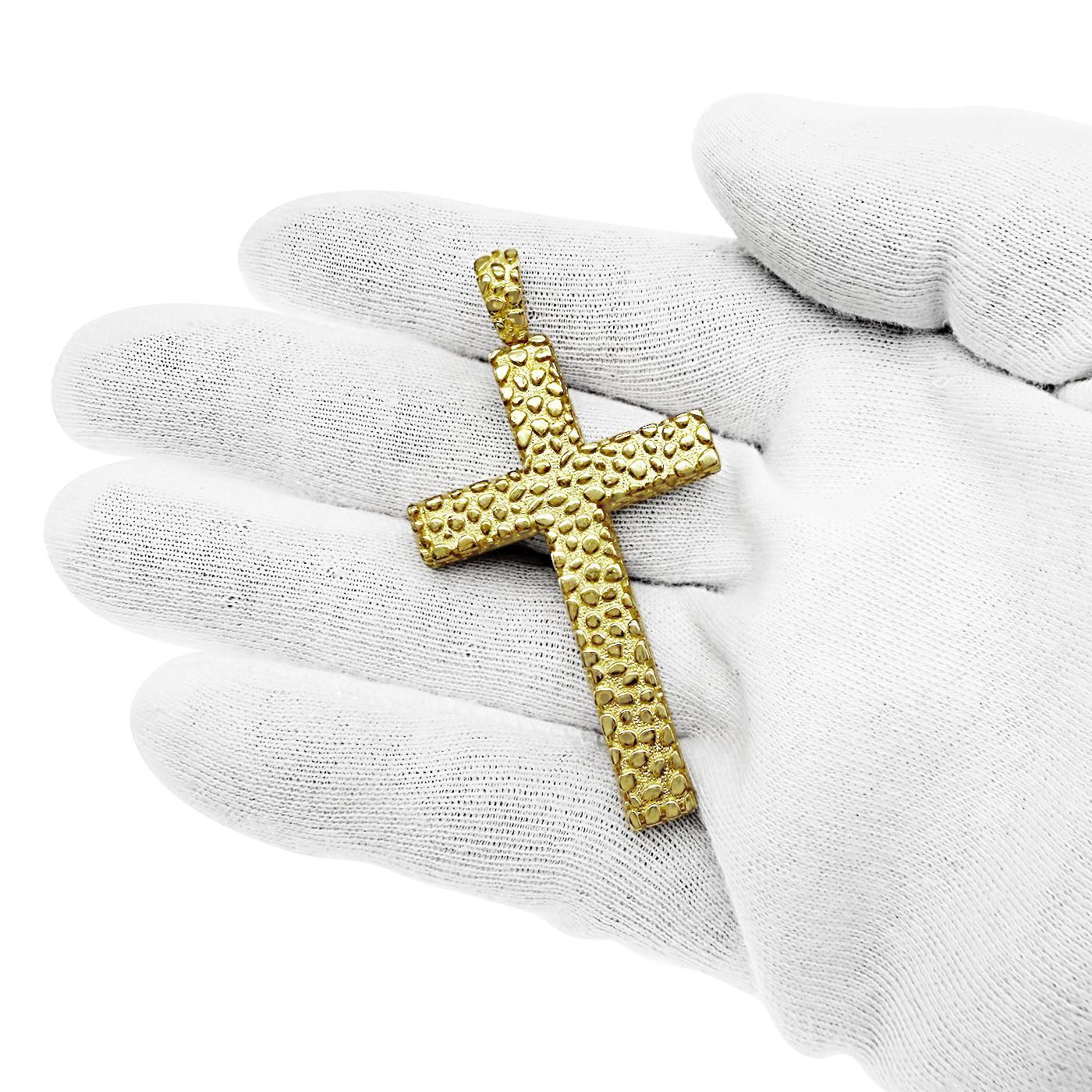 Cross Pendant Nugget Charm 925 Sterling Silver