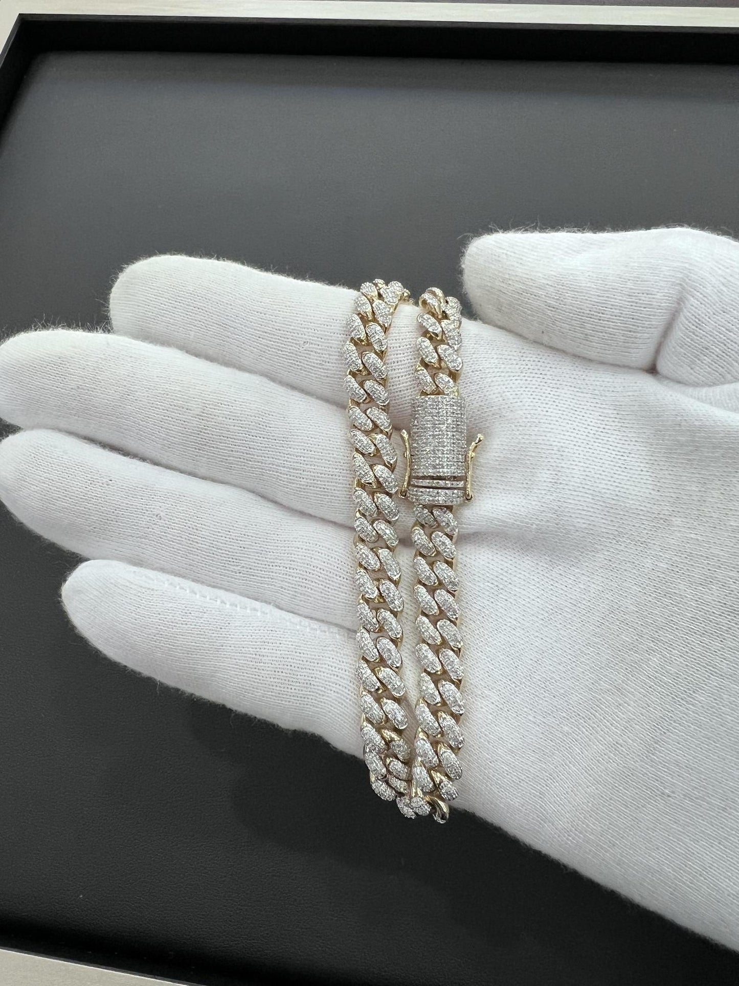 1.30cttw Round Diamond Chain Mens Bracelet 10k Yellow Gold