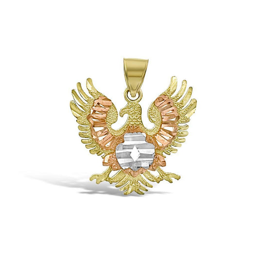 Eagle Pendant 10k Tri Color Gold Charm 0.9"