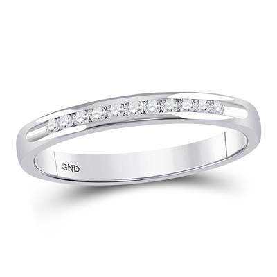 Diamond Single Row Womens Wedding Band Ring 14k White Gold