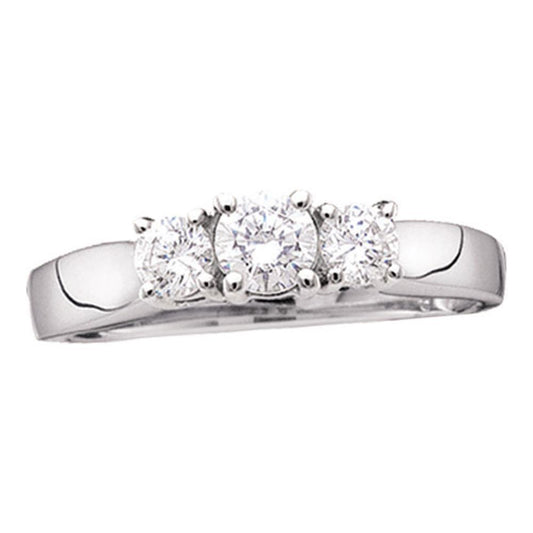 14kt White Gold Round Diamond 3-stone Bridal Wedding Engagement Ring 1-1/2 Ctw