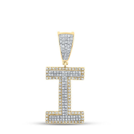 0.50ctw Diamond Initial I Letter Charm Pendant 10k Two-tone Gold
