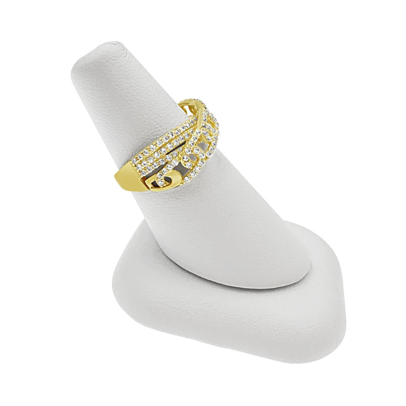 14K Yellow Gold CZ Cuban Link Band