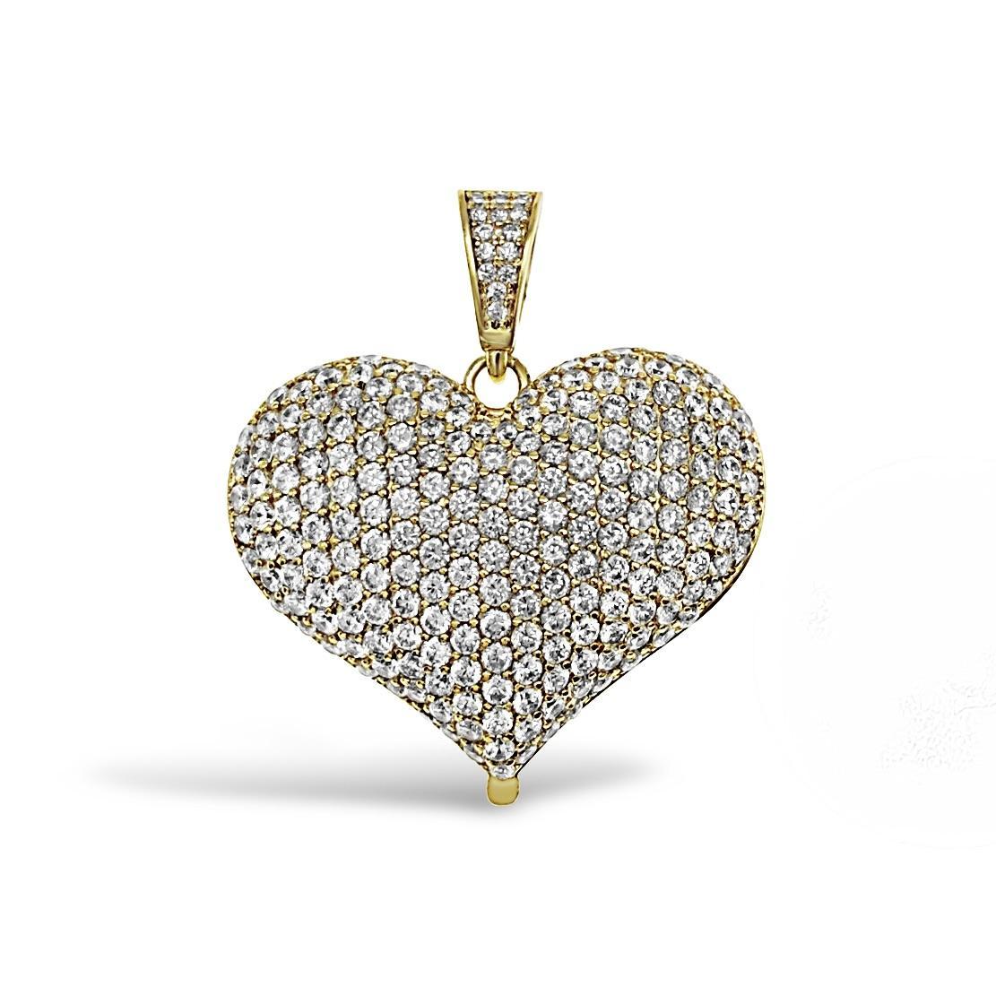 Pave Heart Photo Locket Gold over 925 Sterling Silver