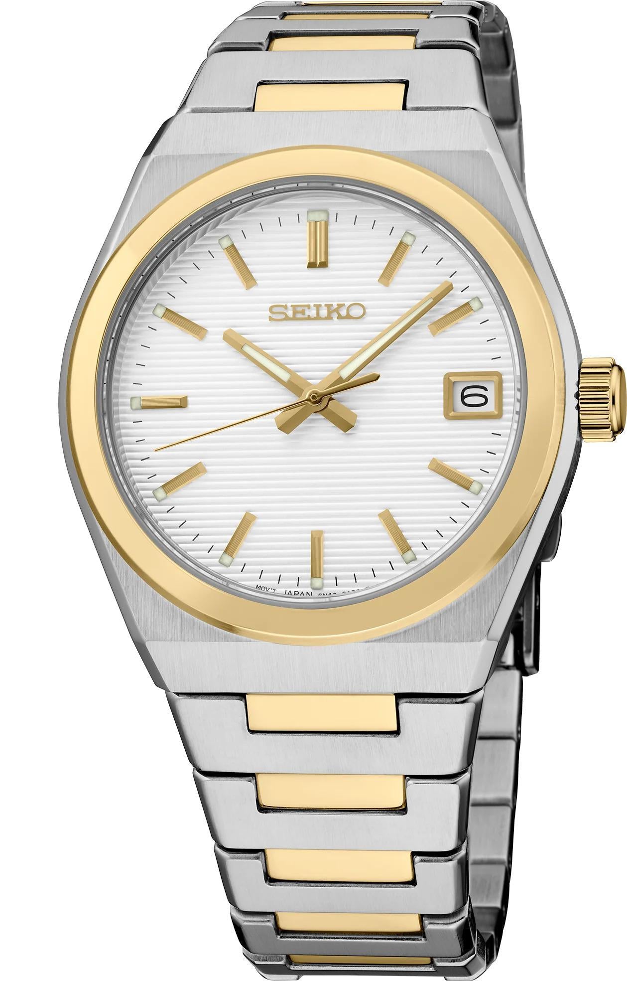 Seiko Essentials Quartz Two tone White Dial Womens Watch SUR578