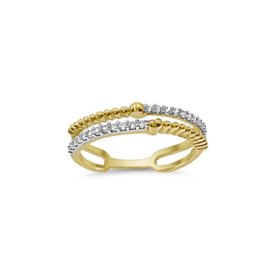 14k Gold Stackable Ring Women Two Tone Band Size 6