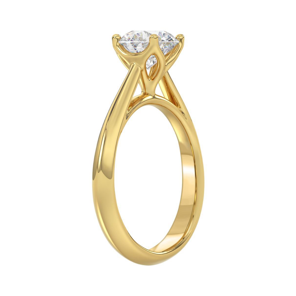 1.50 ct Lab Grown Round Diamond Solitaire Engagement Ring 14k Yellow Gold