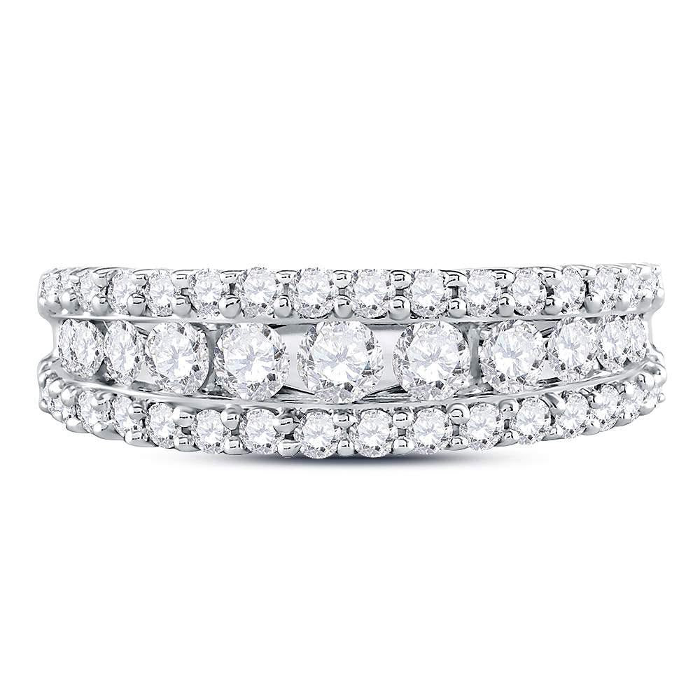 1 ctw Diamond Wedding Band Womens Triple Row Ring Band 14k White Gold