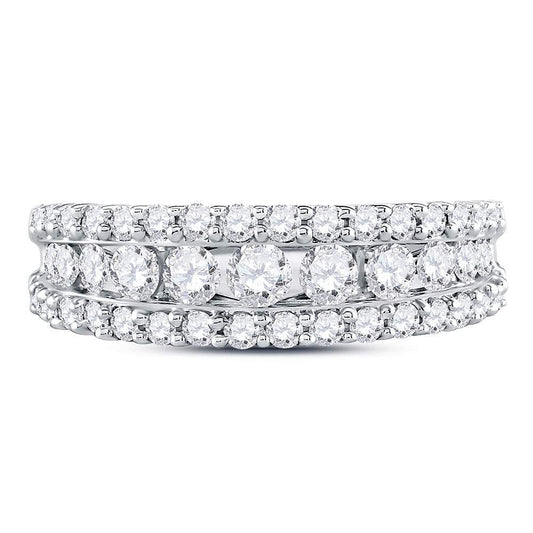 1 ctw Diamond Wedding Band Womens Triple Row Ring Band 14k White Gold