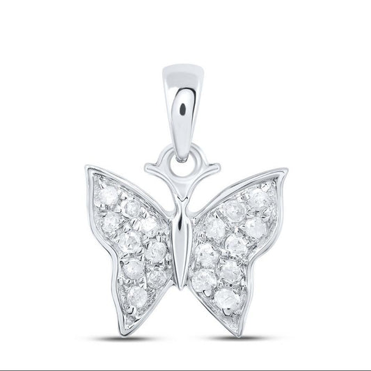 Diamond Butterfly Pendant 10K White Gold