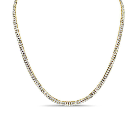 10k Yellow Gold Tennis Necklace Two Row 4mm 20"