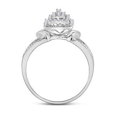Diamond Engagement Ring Square 10k White Gold Size 7