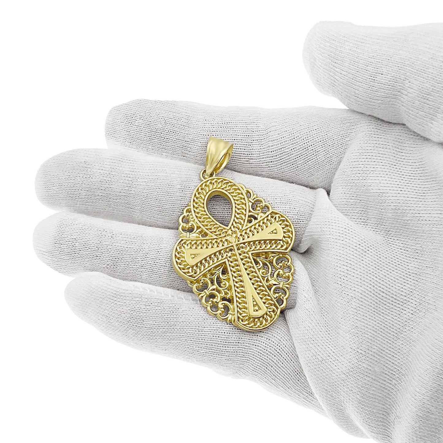 10k Yellow Gold Egyptian Cross Pendant 102353