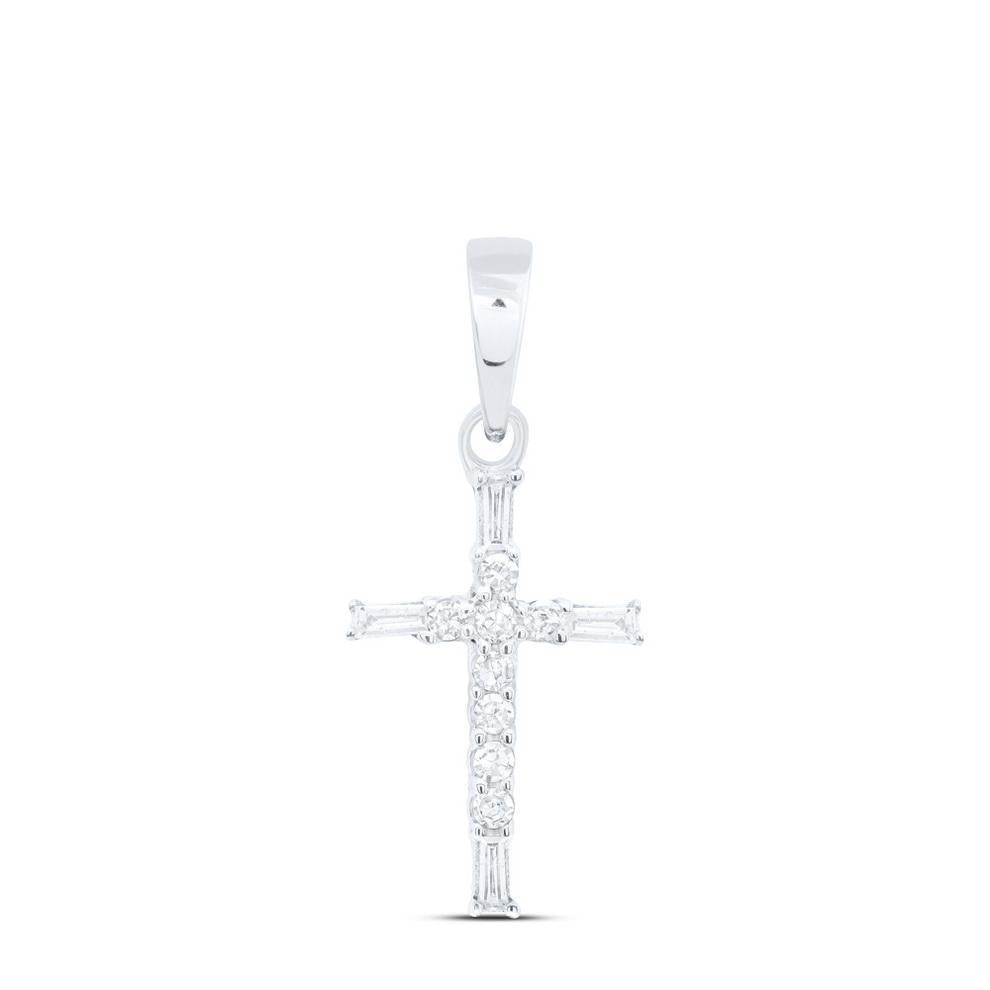 Diamond Cross Pendant 10K White Gold