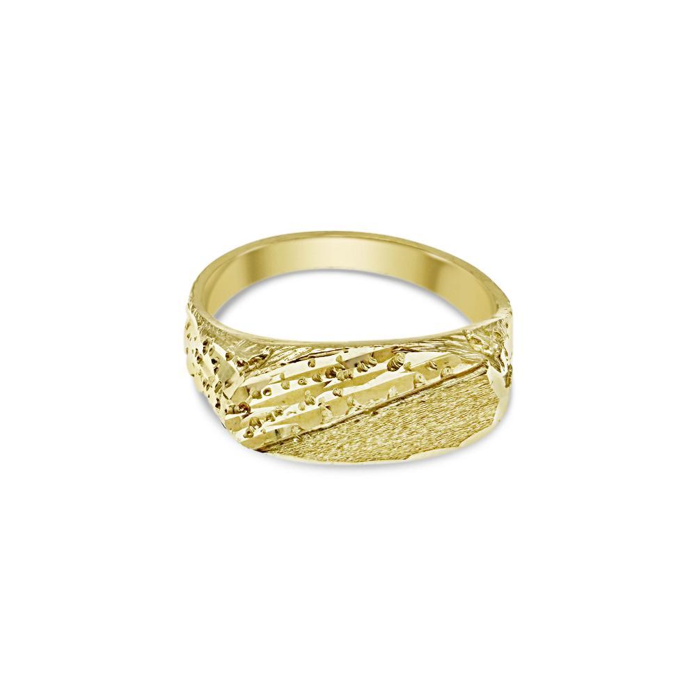 10K Yellow Gold Men's Nugget Signet Ring