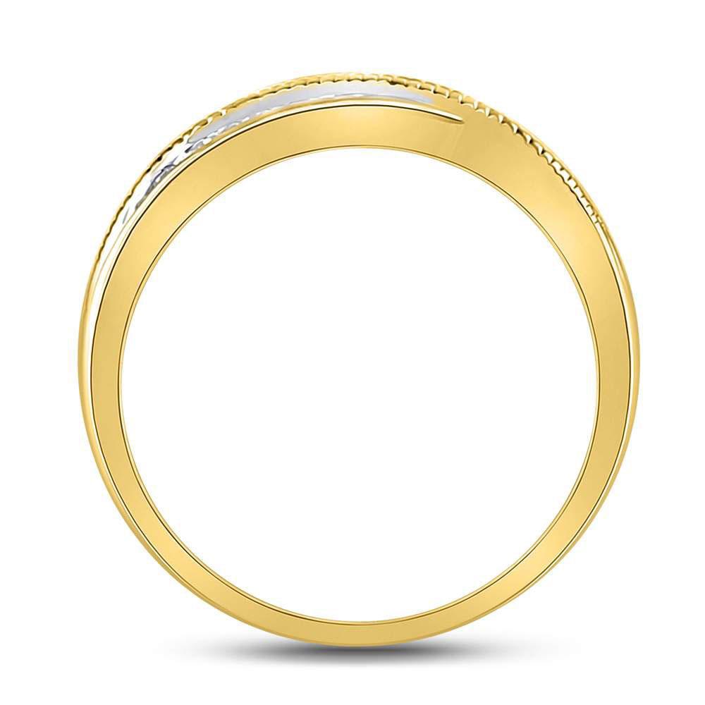 Baguette Diamond Wedding Crossover Band 10k Yellow Gold 1/3cttw