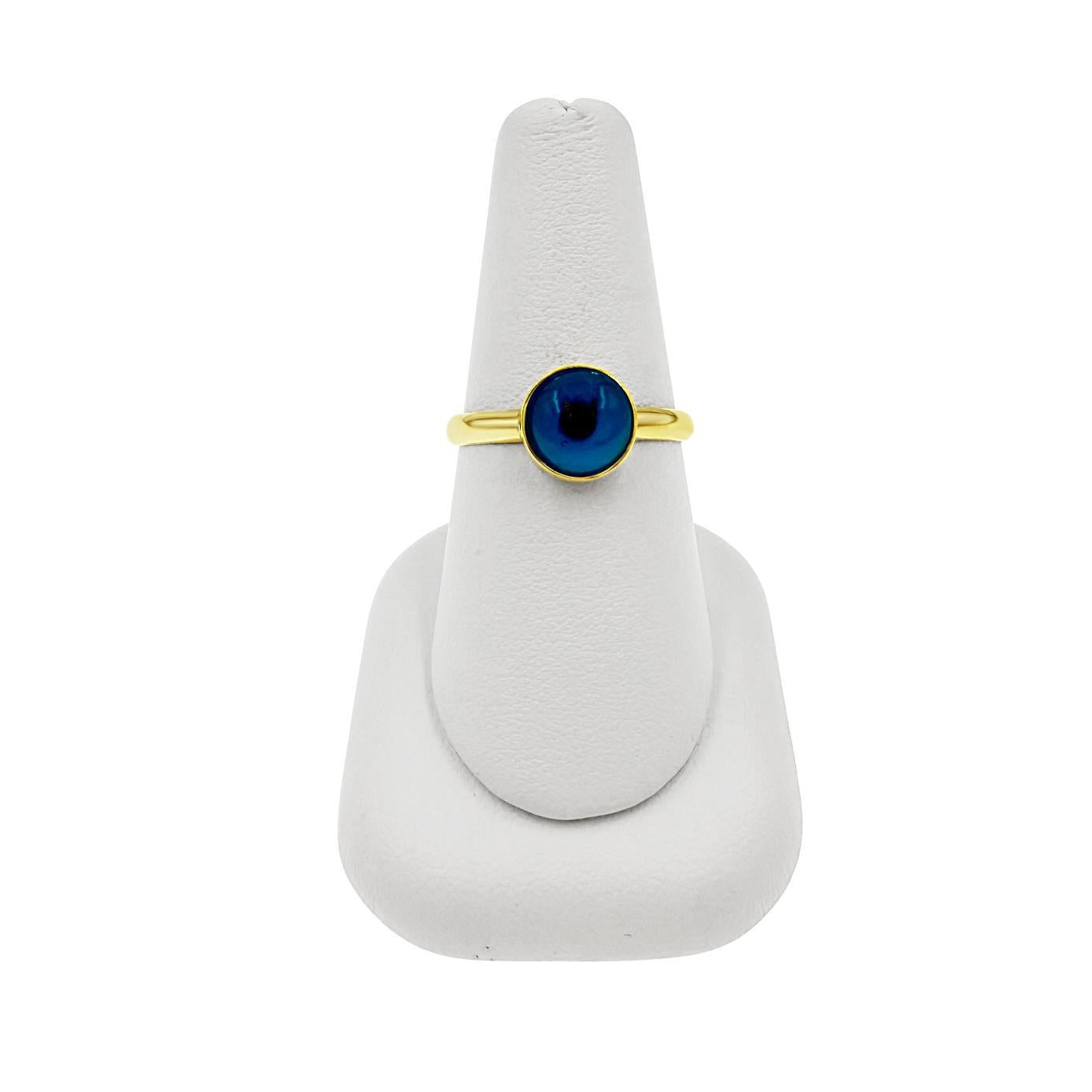 14K Yellow Gold Blue Evil Eye Womens Ring Protection Jewelry