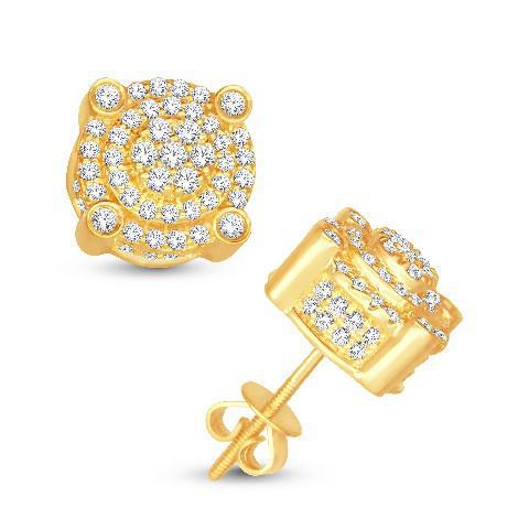 1.19 cttw Round Diamond Stud Earrings 14k Yellow Gold Screw Backs