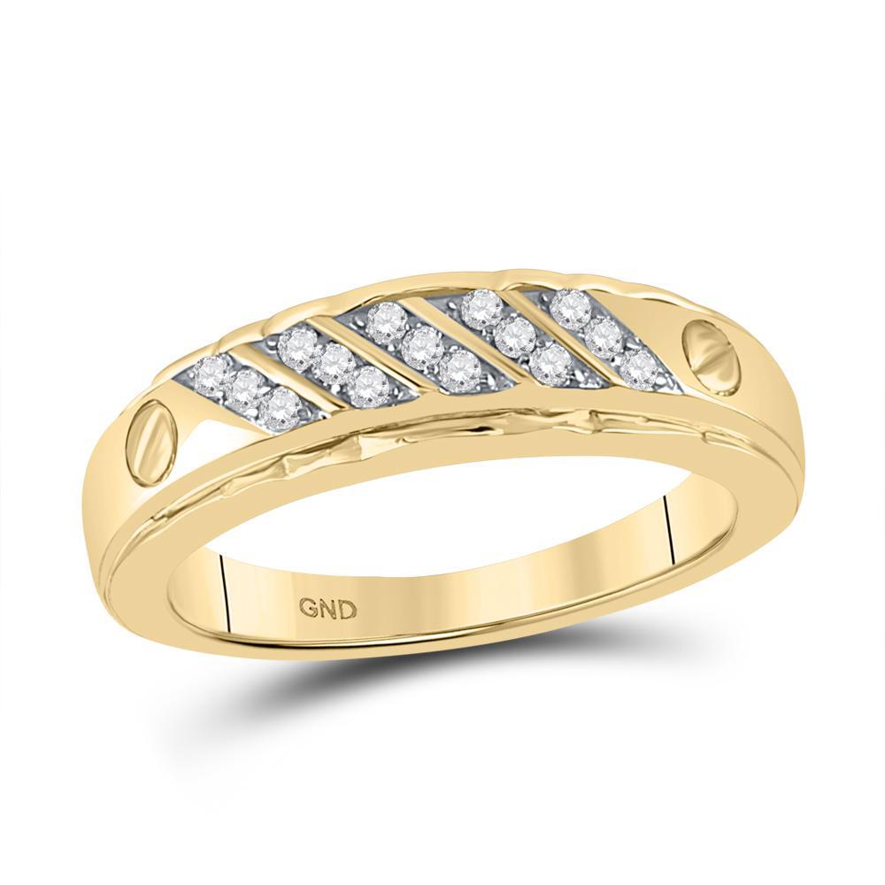 0.20ctw Diamond Mens Screw Wedding Band Ring 10K Gold Diagonal Channel Set